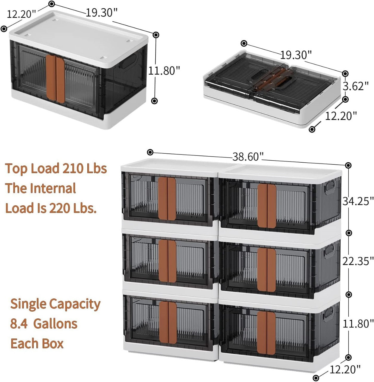 Stackable Storage Bins with Lids – Multipurpose Plastic Closet Organizers, Foldable Storage Boxes with Front and Top Opening