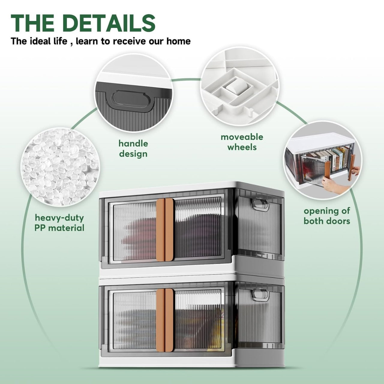 Stackable Storage Bins with Lids – Multipurpose Plastic Closet Organizers, Foldable Storage Boxes with Front and Top Opening
