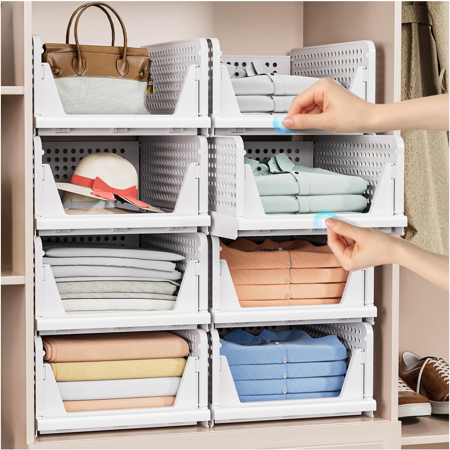 Plastic Multipurpose Clothes Organizer Wardrobe Cupboard Foldable and Stackable Closet Drawer